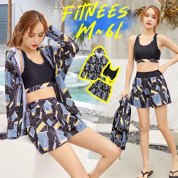 乐天商城 - 【スマホ防水ケース贈り物】フィットネス水着 服みたいな 大きいサイズ 水着 ぽっちゃり UVカット ぽっちゃり水着 体型カバー 上下セット ショートパンツ タンキニ 3点セット ラッシュガード レディース 着痩せ プール 温泉 海 沖縄 ビーチ 海の日 韓国風 M 3L 4L 5L 6L