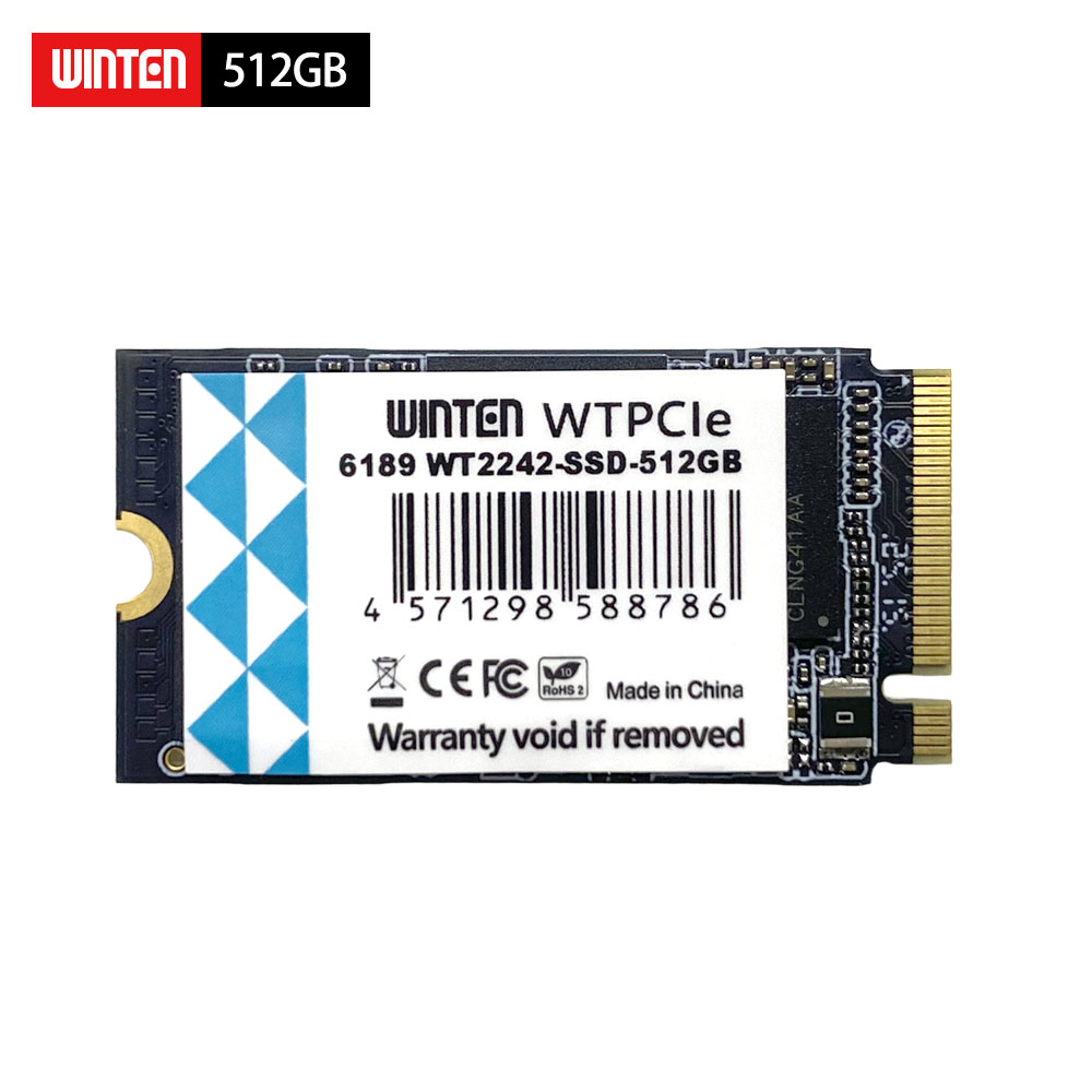 【バルク品】WINTEN SSD M.2 512GB【3年保証】NVMe PCIe Gen3x4 M.2 2242 3D NANDフラッシュ搭載 最大転送速度3150MB/s 片面実装 M Key エラー訂正機能 省電力 衝撃に強い m2 内蔵型SSD WT2242-SSD-512GB 6189