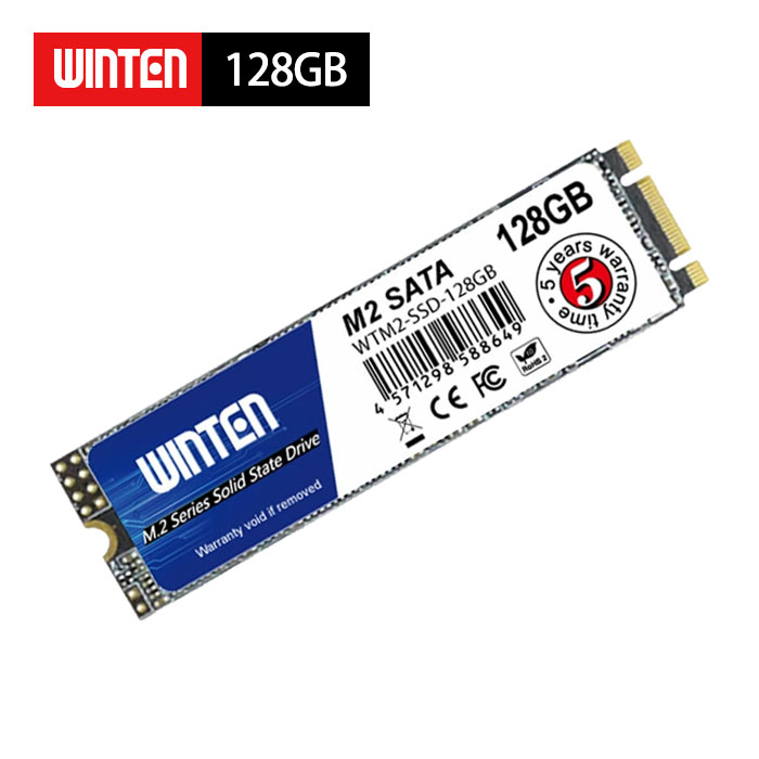 WINTEN SSD M.2 128GB【5年保証 送料無料】WTM2-SSD-128GB M.2 2280 SATA 3D NANDフラッシュ搭載 片面実装 B&M Key エラー訂正機能 省電力 衝撃に強い 内蔵型SSD 袋梱包 6173