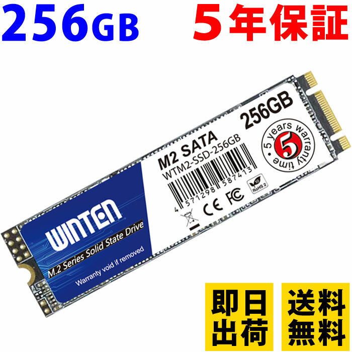 【ポイント2倍】SSD M.2 256GB【5年保証 即日出荷 送料無料 ドライバー付】WTM2-SSD-256GB M.2 2280 SATA 3D NANDフラッシュ搭載 片面実装 B&M Key 日本語パッケージ 説明書 保証書付き エラー…