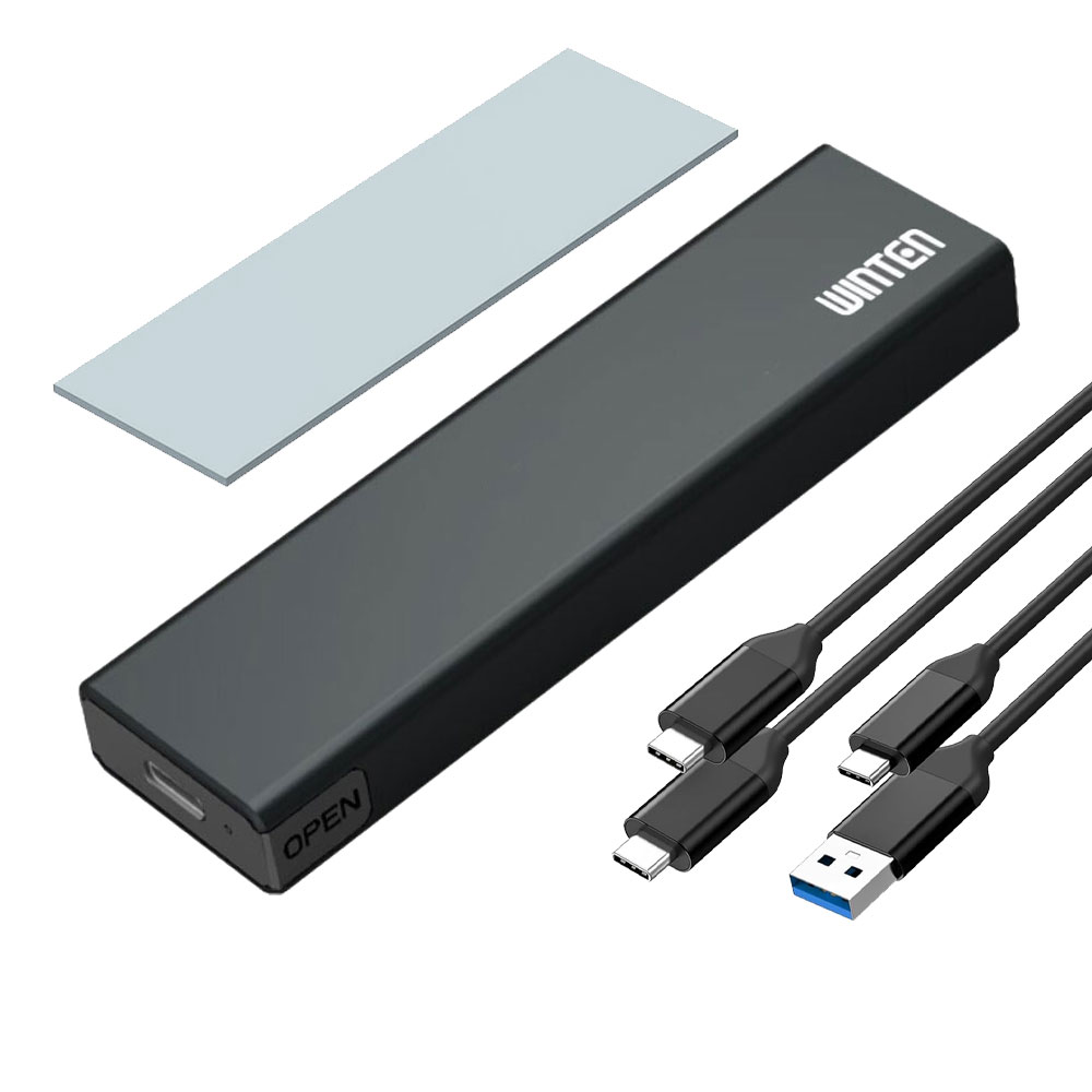 SSD M.2 ケース WTSSD-E01-BK SATA / NVMe PCIe両対応 外付けケース 1年保証 USB3.2 Gen2 10Gbps M key B M key NGFF アルミ 2280 2260 2242 2230 最大4TB USBケーブル Type-C Type-A 2本セット 熱伝導シート インターフェース 高速転送 エンクロージャ