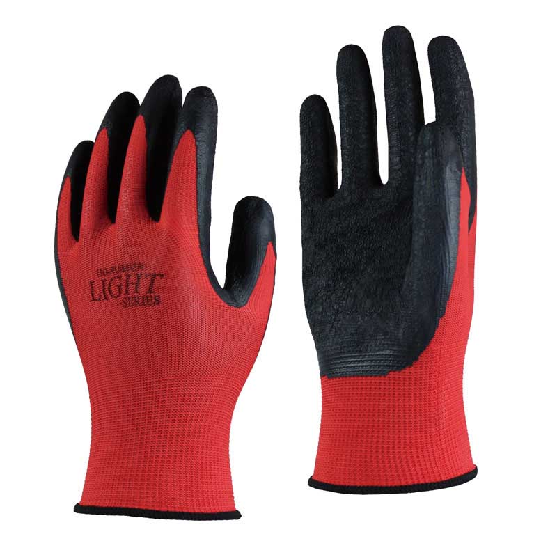 おたふく 13G天然ゴム背抜き手袋ライト レッド（L） A-371 手袋 ゴム手袋 農業 園芸 作業用 荷役 軽作..