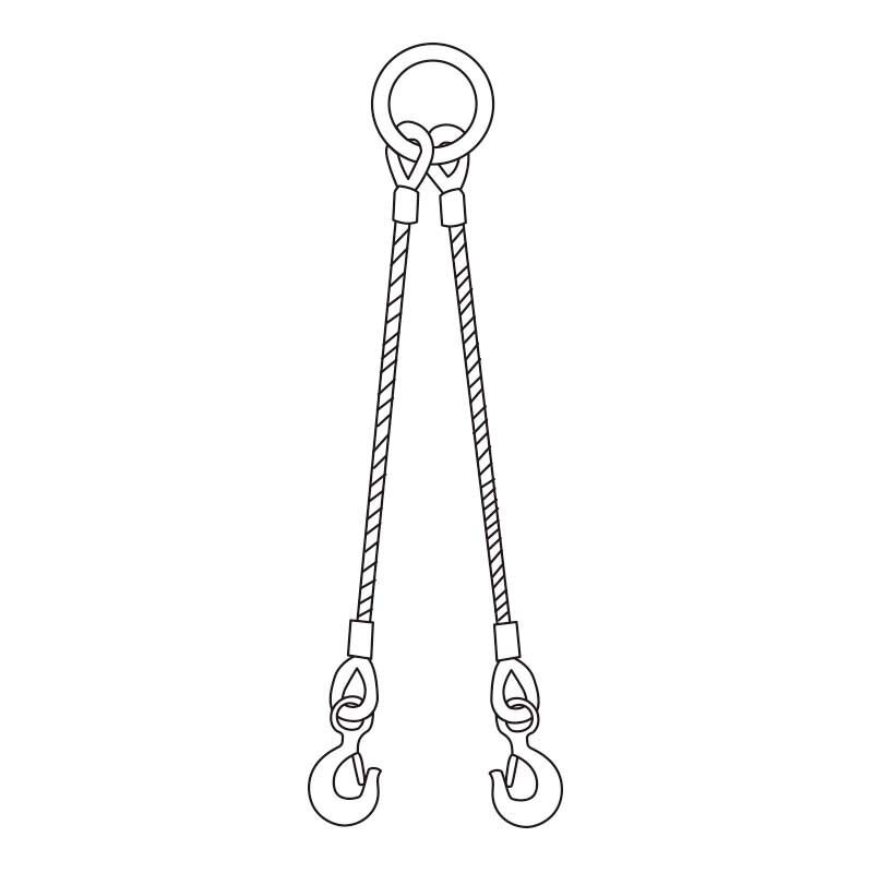 Rakuten - JISロック両シンブル入2点吊ワイヤ12mm×1.5m ワイヤー スリング 玉掛け JISロック加工 摩耗 長寿命 軽量 高強度 2点吊り 建築 土木 工場 倉庫 重量物 現場 工事 吊り上げ 荷役 運搬 運送