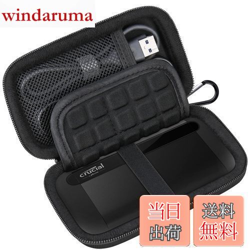 【送料無料】Lacdo ハード キャリング ケース 用 Crucial X8 ポータブルソリッドステートドライブ 1TB 2TB 4TB USB 3.2 外付けSSDハードEVA耐衝撃ストレージトラベルバッグ、黒+黒