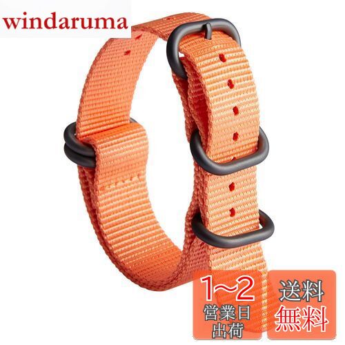 楽天windaruma[BINLUN] 腕時計バンド 厚手G10上質時計交換用ナイロンベルト マルチカラーウオッチストラップ 男性用女性用18mm 19mm 20mm 21mm 22mm 23mm 24mm ステンレスバックル付き（オレンジ-ブラック 20mm）