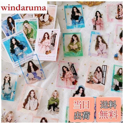 【送料無料】Arpaper シール コラージュ 素材 フレークシール 詰め合わせ 額縁 枠 女の子 ステッカー 人物 PET シール おしゃれ かわいい 手帳 スマホ ノート キーボード デコ コラージュ 防水 手帳シール シールセット 大容量 少女 フレーム 花 (思い出)