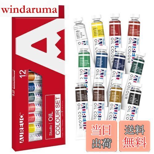 【送料無料】AUREUO 管状 油絵の具セット 12 ml×12チューブ 無毒顔料 - 芸術絵創作、風景写真絵画 - 絵画愛好家、初心者、アーティスト適用