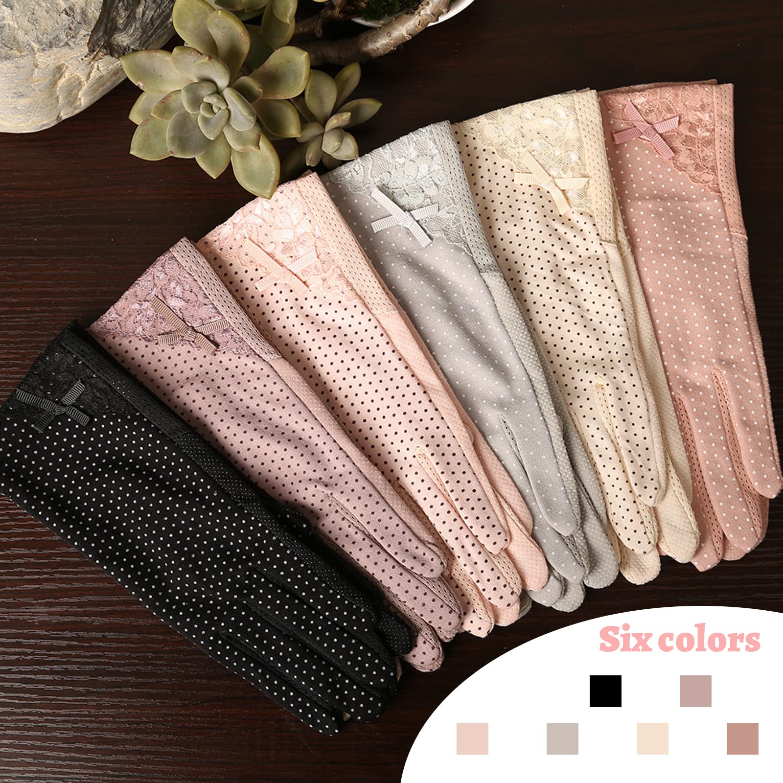 【送料無料】[Kingsiely] 日焼け止め 手袋 夏 水玉 レース グローブ UVカット 薄手...