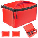 【送料無料】Glvaner カメラインナーバック 一眼レフバッグ カメラバッグ ソフトクッションボックス ソフトキャリーケース カメラバッグ 仕切り ポーチカメラボックス 表面撥水加工 調節可 防振 お花見 旅行 アウトドア (レッド)