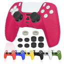 Ltenic ps5 コントローラー カバー シリコン素材 ps5 カバー コントローラー 傷防止 滑り止め 保護ケース-ローズレッド(スティックキャップ 8個...