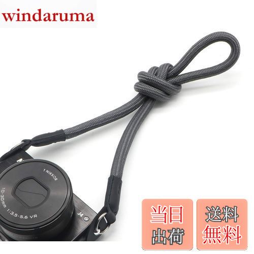 【送料無料】INPON カメラストラップ ネックストラップ 金属リング/リングカバー付き 一眼レフ/ミラーレス/コンパクトカメラ用 グレー 線径10mm 全長81cm クライミングロープ製