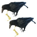 【送料無料】ONESORA カラスよけ 鳥よけグッズ 本物そっくり リアル羽毛カラス 【小振りサイズ 2羽】 ぶら下げて吊るすだけ カラス撃退