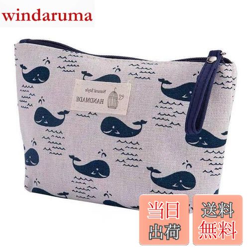 【送料無料】GOODCHI 化粧ポーチ 軽量 コンパクト 大容量 収納ポーチ 可愛い おしゃれ レディース 小物類の収納用 旅行用 収納袋 (クジラ頭)