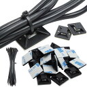 【送料無料】GLOWZEN ケーブルタイ マウントベース ケーブルホルダー 100個セット/3M高粘着 結束バンド ベース(ブラック, 20×20mm)