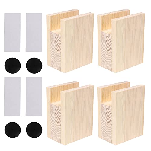 【送料無料】Kaittyoffice 4個入 家具ソフトフィート 継ぎ足 継脚 防湿 高さ調節 テーブル/ベッド用 凹型 パインウッド 溝幅4cm 10x7x13.5cm 木製 ウッドカラー