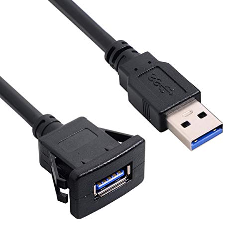 【送料無料】Cablecc 1 メートル防水 USB 3.0 延長 USB2.0 ラッチ マウント車 AUX ケーブル ダッシュボード パネル用