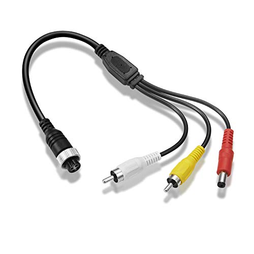【送料無料】車載モニター用 M12 4pin 航空コネクター ⇔ 映像（RCA ）、DCプラグ 複合 映像/電源ケーブル