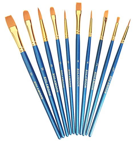 【送料無料】KOLAMOON 10本水彩画 筆 アクリル絵の具 面相筆セット 油彩筆 絵筆セット 油彩油用筆 塗装..