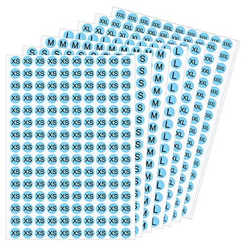 【送料無料】Wisdompro 業務用サイズ シール 4200枚 服 仕分け ラベル用紙 XS/S/M/L/XL/XXL/XXXL 28面 ブルー