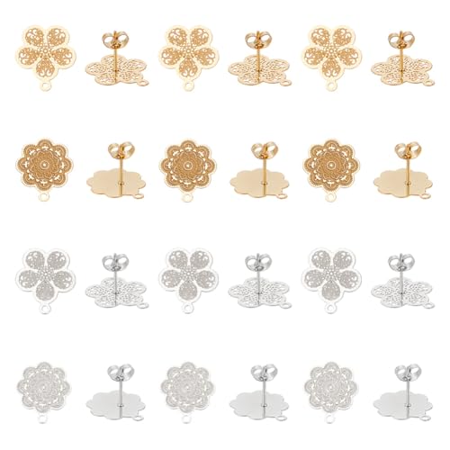 【送料無料】UNICRAFTALE スタッドピアスパーツ 304ステンレス製スタッドイヤリングパーツ 穴付き 透か..