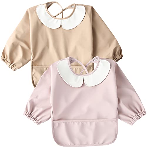 【送料無料】[kalavika] お食事エプロン 長袖 食事スタイ 洗える 離乳食 エプロン 袖付き 赤ちゃん 女の子 男の子 ベビー スモック 防水 子供 食事用エプロン 0歳 1歳 2歳 3歳 4歳 5歳 保育園 入園準備 出産祝い