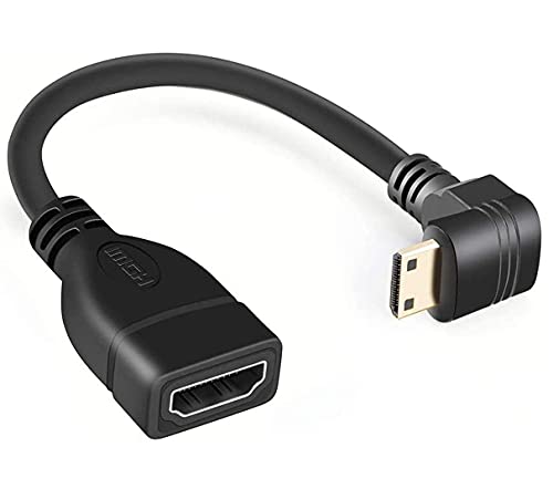 【送料無料】Cable Factory 【 Mini HDMI to HDMI L型（ 上向き90度角度付き） 】 Mini-HDMI オス to HDMI メス コンバータ アダプタケーブル 3D 1080P 解像度対応 0.15M/ブラック HDMI F-MiniM