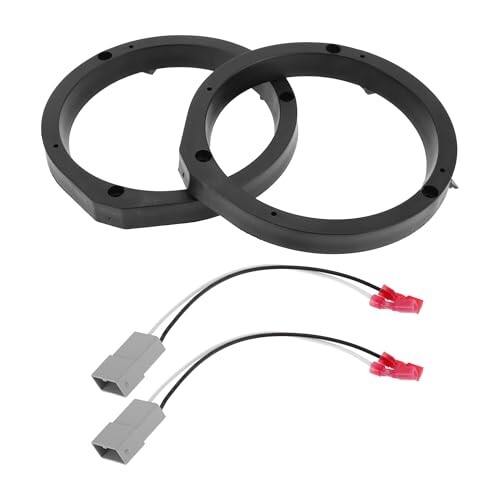 【送料無料】HEROFFIX 2セットのオーディオ同軸スピーカースピーカースペーサーリングツィータースピーカースペーサーアダプター ホンダに対応アコード2003-2007用フロントドアフロントスピーカーサブウーファーマウントスペーサーブラケットリングブラックABS