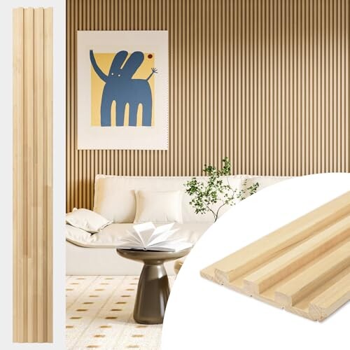 【送料無料】Art3d 4枚 天然木 パネル 壁 腰壁パネル 羽目板 壁材 木製 - 簡単取り付け DIY 玄関 居間 部屋 寝室 住宅・店舗 - 長さ180cm 幅14.5cm、型番号 305