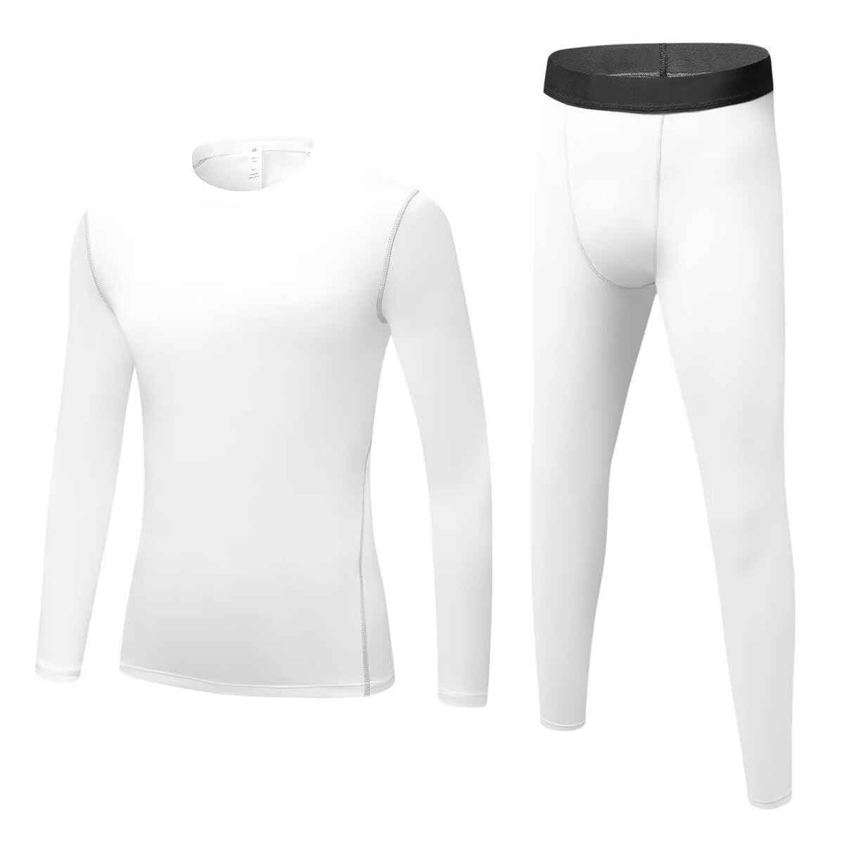 【送料無料】[Sillictor] スポーツインナー 上下セット キッズ コンプレッション インナー シャツ + タイツ [吸汗速乾・通気保温] ジュニア 野球 サッカー スキー アンダーウェア 色：1019+1020ホワイト、サイズ：140