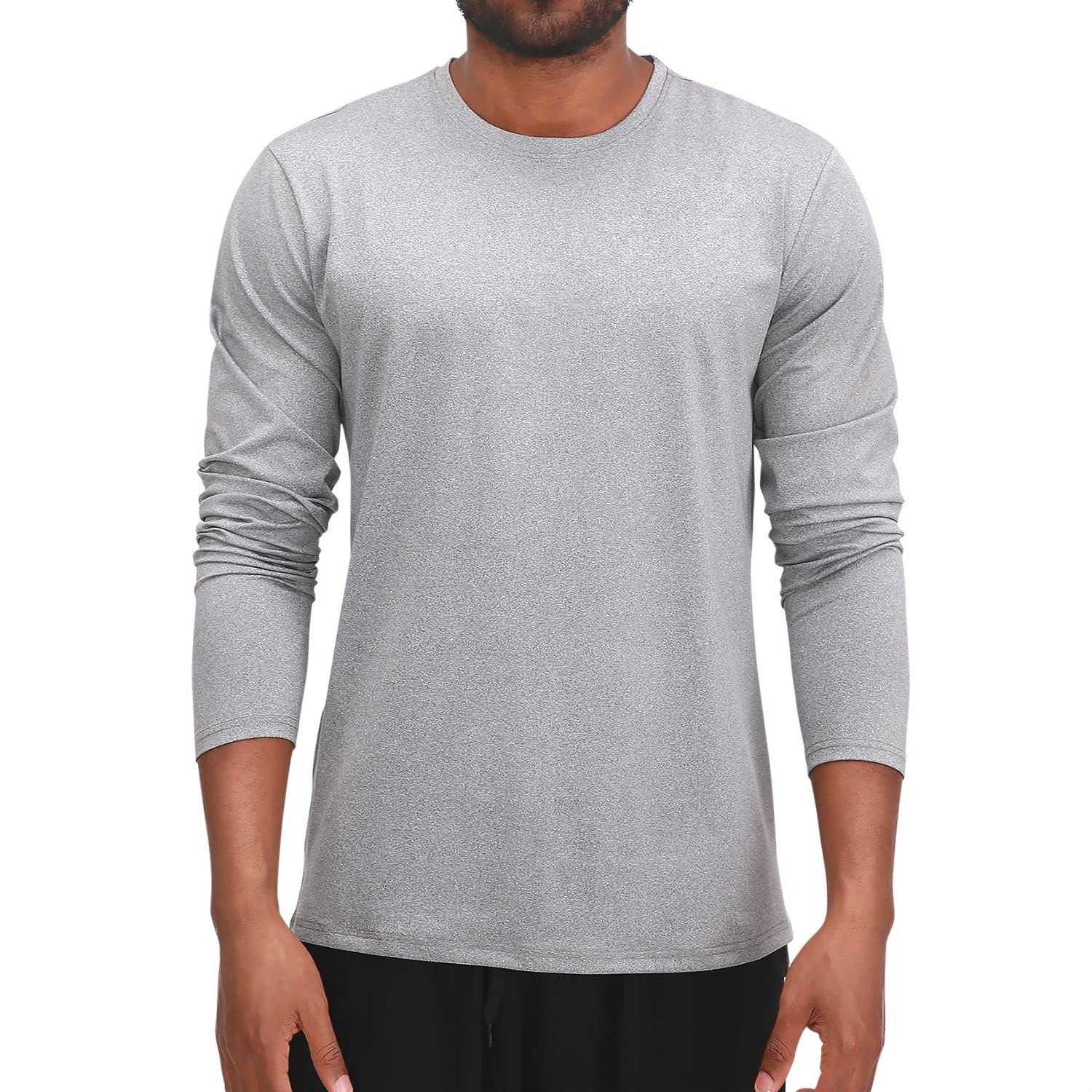 【送料無料】[THREEGUN] トレーニングウェア 長袖 tシャツ メンズ ストレッチ ロングtシャツ アンダーシャツ ランニングシャツ スポーツシャツ ドライ 長袖シャツ 吸湿速乾 色：85-グレー、サイズ：L