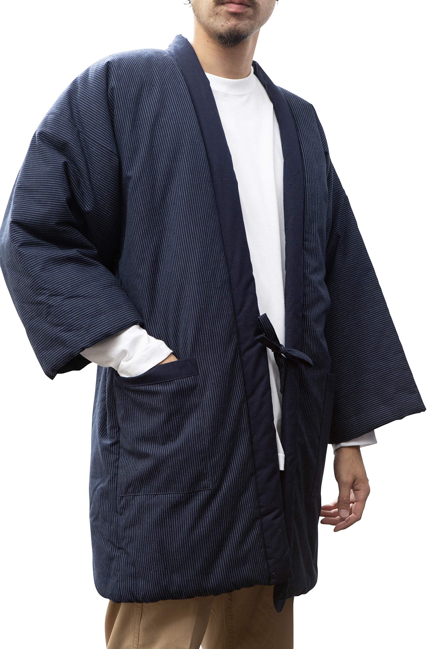 【送料無料】綿の郷(ワタノサト) ゆったり大判 前合わせ兼用久留米紬織手づくりはんてん【紳士用】日本..