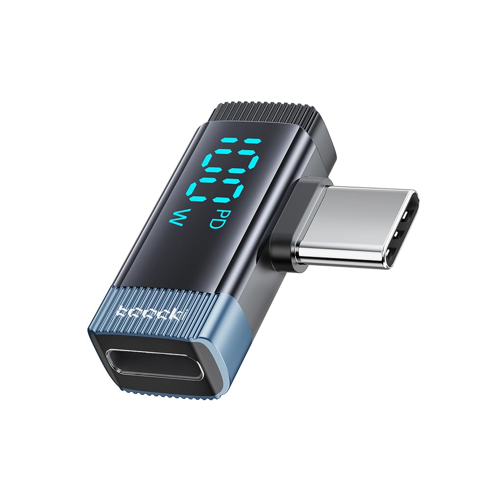【送料無料】toocki USB C to usb-c 電力表示アダプタ【2個セット ブルー】 L字デザイン100W急速充電 出力スクリーン表示 両方もタイプC ポート PDーブル用 iPhone 17/iPhone 16/iPhone 15/Plus、MacBook Air/Pro、Galaxy、SwitchなどUSB-Cデバイスに対応