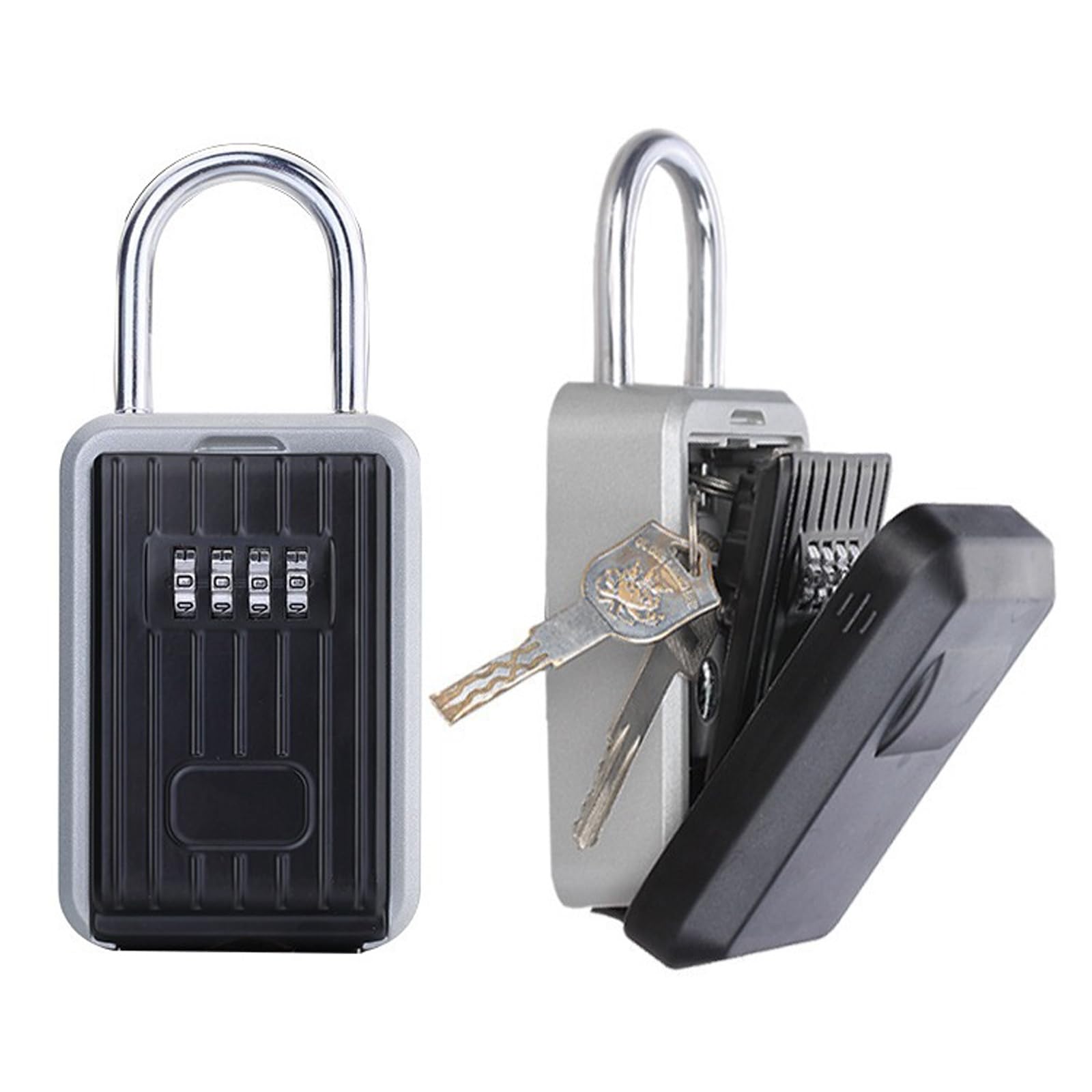 【送料無料】Refoiner キーボックス 屋外 鍵付きボックス 小型 キーボックス 壁掛け大容量 南京錠 ダイヤル式ボックスキー セキュリティボックス 鍵ケース収納 4桁暗証番号 玄関盗難防止 鍵を隠すケース ブラック