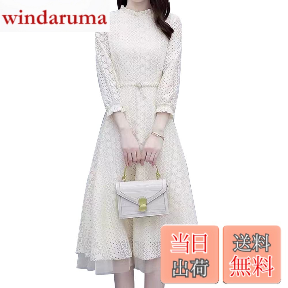 乐天商城 - 【送料無料】ロングワンピース レディース ワンピース 結婚式 レースワンピース ドレス チュニック マキシ丈 トップス 大きいサイズ レース 長袖 コットンリネン 春 夏 秋 ファッション PHFUYUメーカー直営＆品質