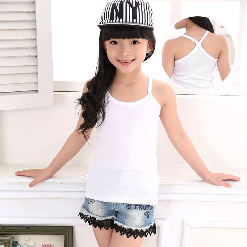 windarumaの【送料無料】[ZGKULAEAOW] キャミソールプ キッズ 女の子 白 ガールズ ランニングシャツ 綿 ダンス インナーシャツ 肌着 無地 重ね着 ノースリーブ ヒップホップ (90cm, 白)｜アングル2