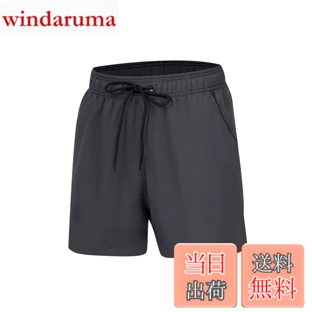 Rakuten - 【送料無料】[Yotonna] ヨトンナ 水着 メンズ サーフパンツ 海水パンツ [ファスナーポケット付・水陸両用] 海パン トランクス スイムウェア 通気速乾 ビーチパンツ ボードショーツ メッシュインナー付き 大きいサイズ (Lサイズ・ダークグレー)