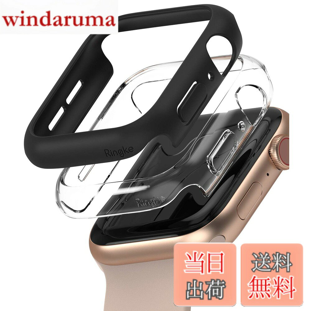 乐天商城 - 【送料無料】JP - Ringke Apple Watch Series 6 / 5 / 4 / SE 40, 44mm Slim 色：Clear & Matte Black (2P)、サイズ：[6 / 5 / 4 / SE 44mm]