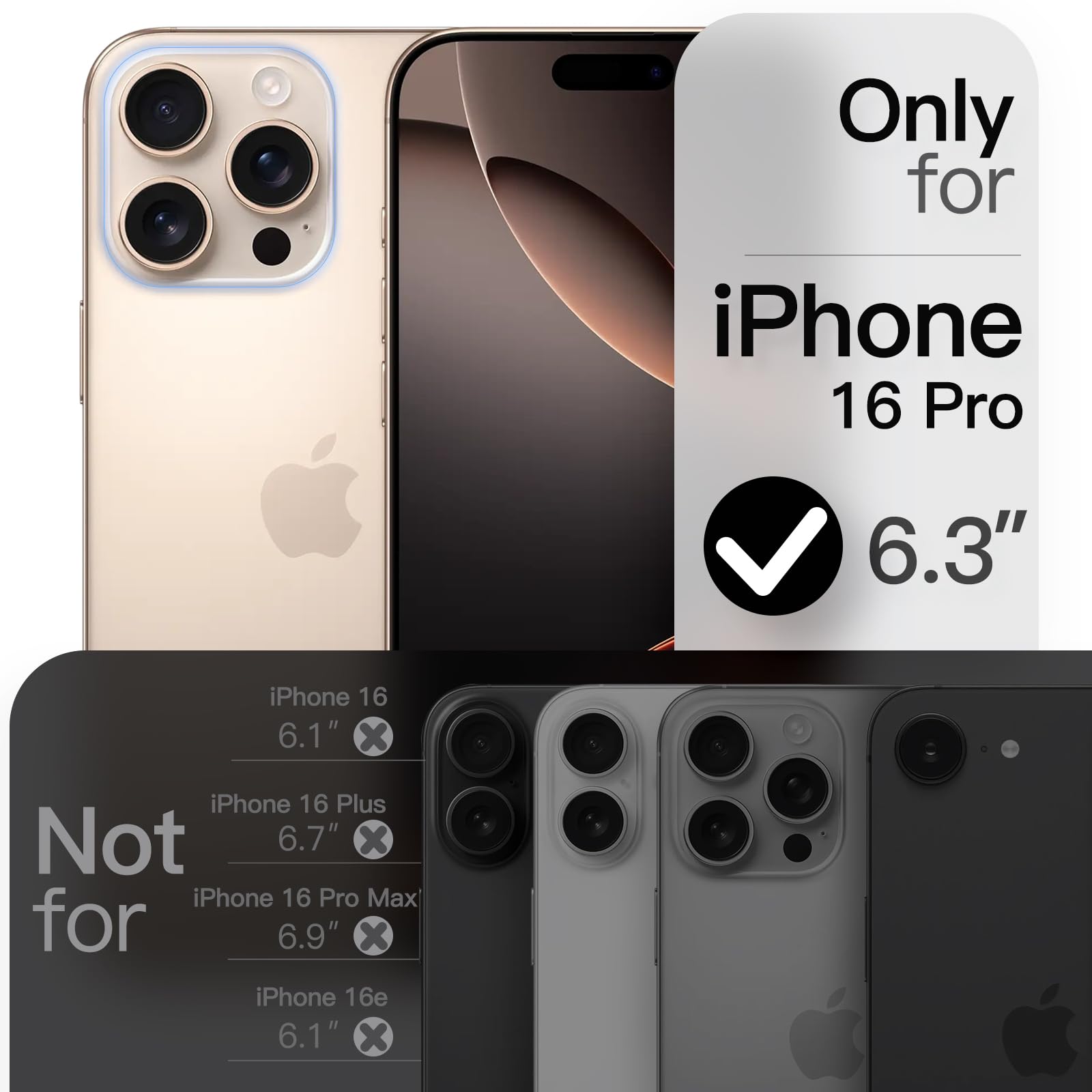 【送料無料】JETech iPhone 16 Pro 6.3インチ用360度回転リングケース カメラコン...