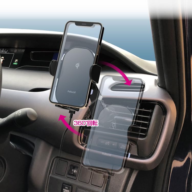 【送料無料】ペルシード(Pellucid) 車内用品 スマホホルダー ワイヤレス充電+自動...