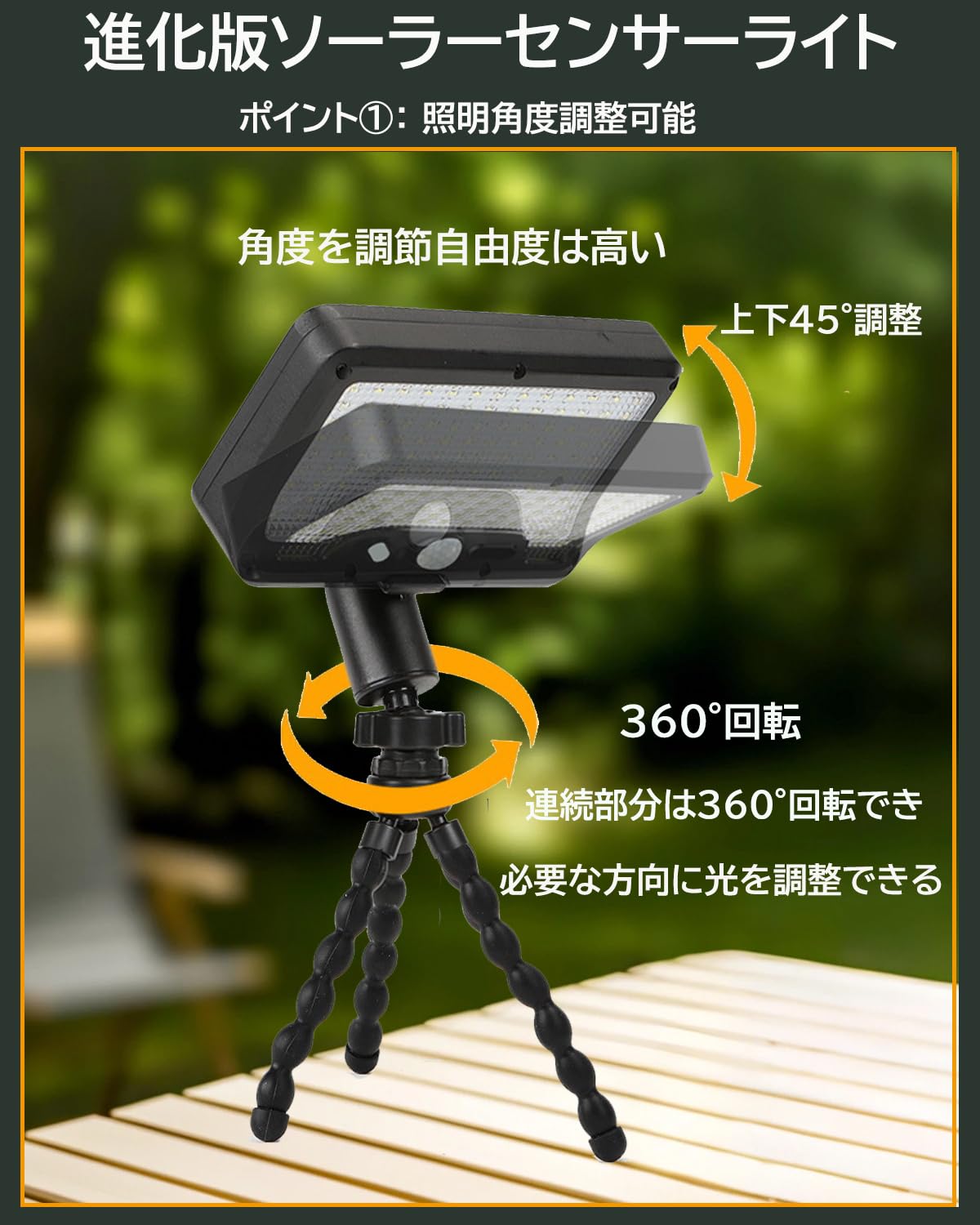 ソーラーライト 屋外 センサーライト ソーラー 人感 防水 クリップ式 360°回転 角度調節 USB充電可 3つ知能モード 自 windaruma-10220284 windaruma サンプル画像2