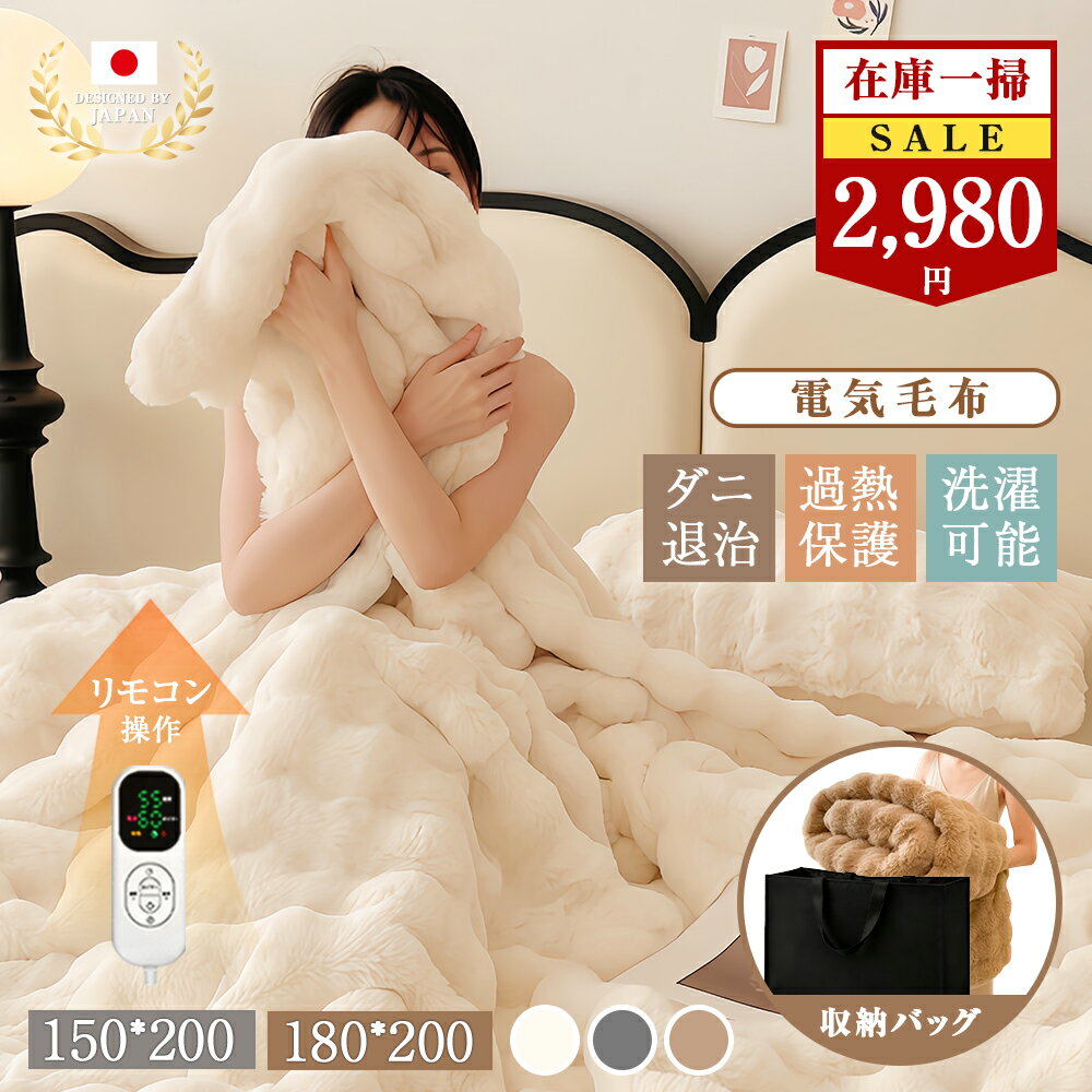 【在庫処分セール 6980→2980円】 ふわとろ毛布 電気毛布 ふわふわ 2枚合わせ 厚手 8段階温度調節 大判サイズ 収納袋付き 1-4人対応 防寒 150...