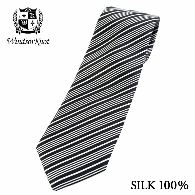 ネクタイ ビジネス ブランド ウィンザーノット Windsorknot Morning2 ブラック ホワイト モーニング フォーマルタイ ストライプ シルク100% Black White | バレンタイン 祝い 結婚式 おしゃれ プレゼント メンズ 男性 ワイシャツ ギフト 高級 かっこいい