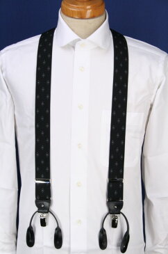 【送料無料】(アルバート・サーストン) ALBERT THURSTON メンズブレイシス サスペンダー ブラックベースの小紋ジャカード 英国製 |クリスマス メンズ スーツ 男性 ブランド カジュアル ビジネス おしゃれ ギフト 高級 人気 かっこいい ネクタイ フォーマル 就職祝い