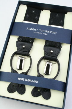 【送料無料】(アルバート・サーストン) ALBERT THURSTON メンズブレイシス サスペンダー ブラックベースの小紋ジャカード 英国製 |クリスマス メンズ スーツ 男性 ブランド カジュアル ビジネス おしゃれ ギフト 高級 人気 かっこいい ネクタイ フォーマル 就職祝い