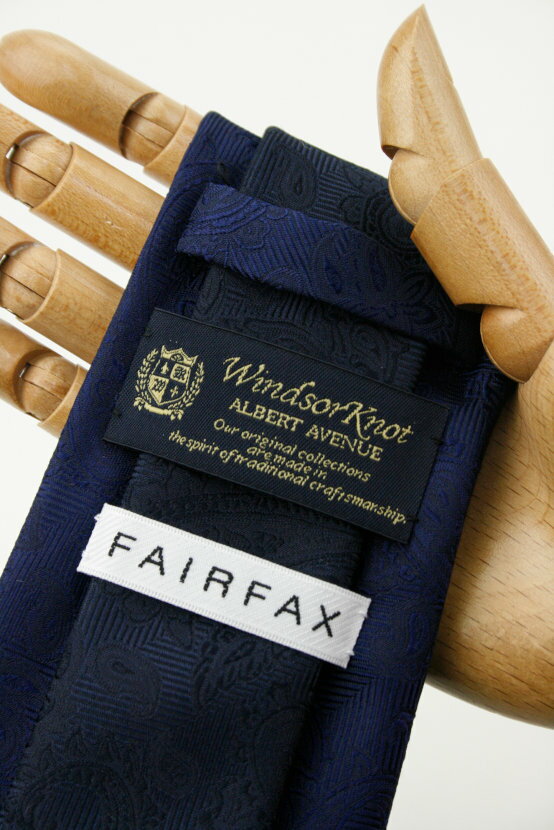 【送料無料】(ウィンザーノット) Windsorknot × (フェアファクス) FAIRFAX ペイズリー織柄無地 濃淡クレリックタイ 明るいネイビー 京都丹後生地 シルク100% 日本製 ネクタイ ソリッド|結婚式 ブランド おしゃれ メンズ 男性 ギフト