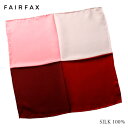 フェアファクス FAIRFAX 4配色ポケットチーフ 無地 レッド×ピンク シルク100% 日本製 ハンドメイド メンズ 父の日