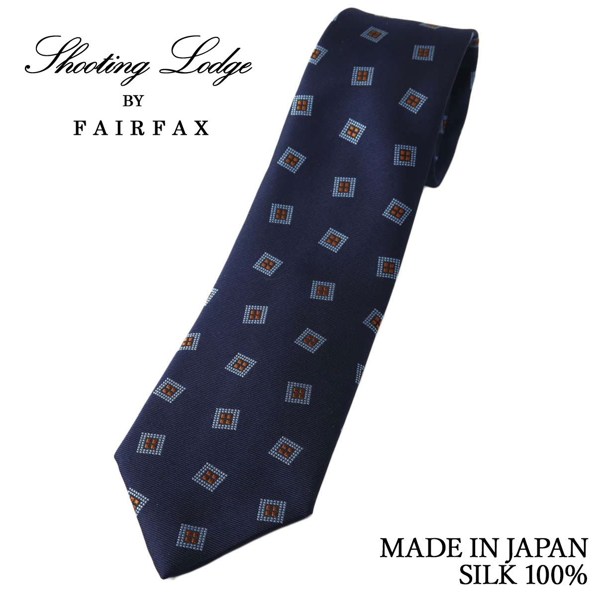 フェアファクス FAIRFAX ネクタイ レトロ小紋 ネイビー シルク100% 日本製 メンズ 父の日