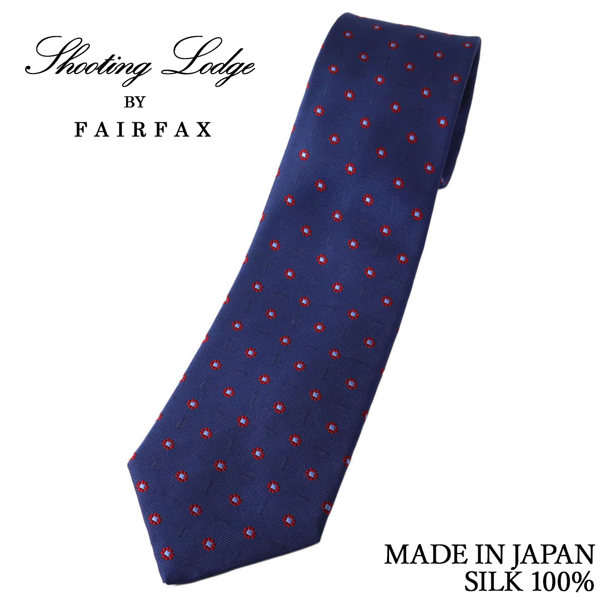 樂天商城 - フェアファクス FAIRFAX ネクタイ 花柄小紋＆シャドー小紋 ネイビー シルク100% 日本製 メンズ 父の日