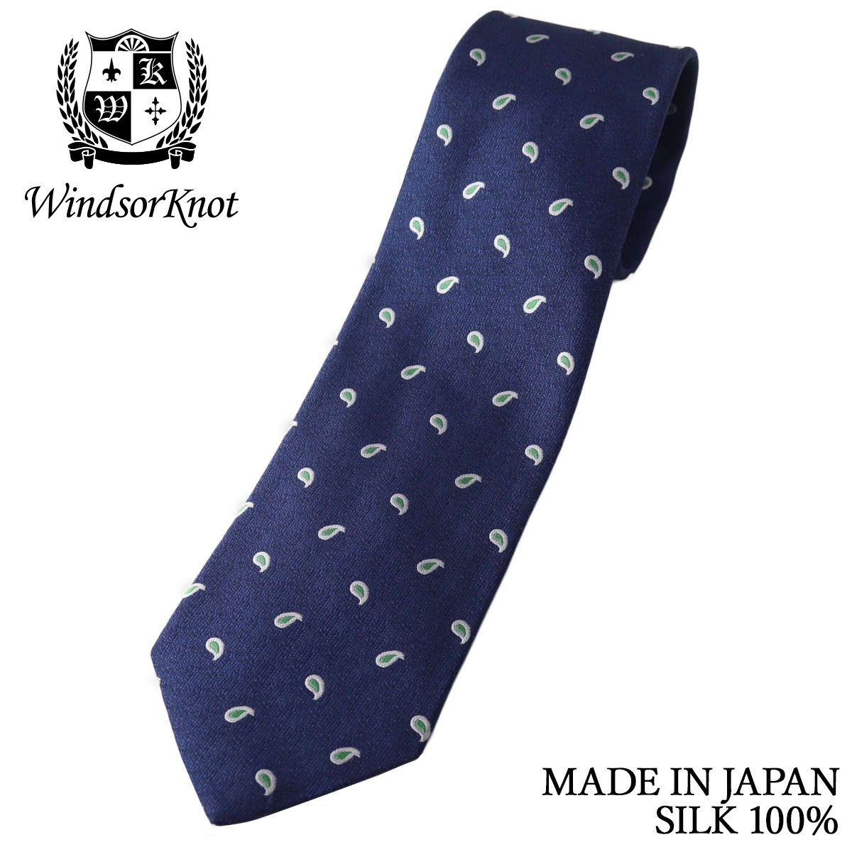 乐天商城 - 【10%OFFクーポン配布中！6/4 20時〜5H限定】ウィンザーノット ネクタイ ペイズリー小紋 ネイビー シルク100% 日本製 ハンドメイド メンズ 父の日