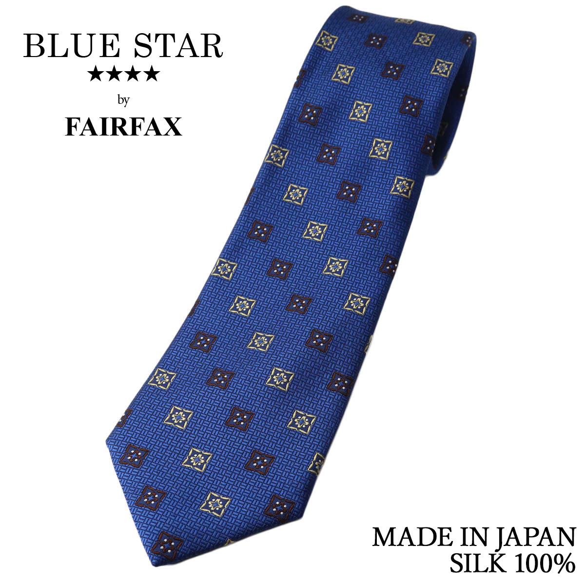 Rakuten - フェアファクス FAIRFAX ネクタイ レトロ小紋 織柄 ダルブルー シルク100% 日本製 ハンドメイド メンズ 父の日